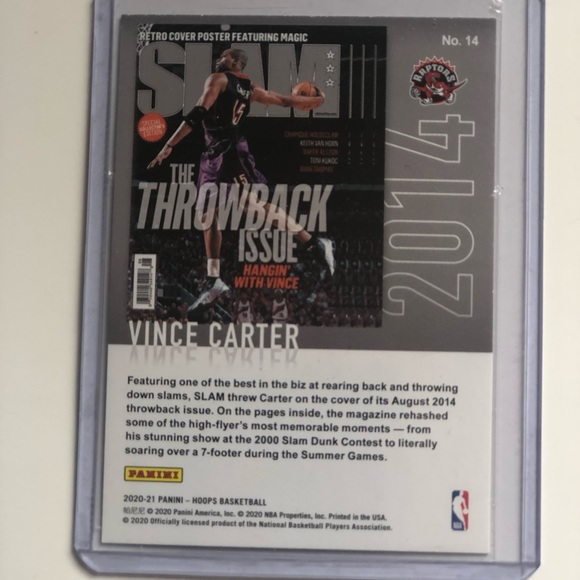 2020 Panini NBA Hoops Slam Vince Carter - Picture 2 of 2